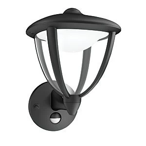 Image of Philips Robin Black Wall Lantern with PIR - 4.5W