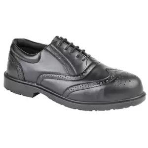 Image of Grafters Mens Uniform Perforated Leather Non-Metal Safety Shoes (8.5 UK) (Black) - Black
