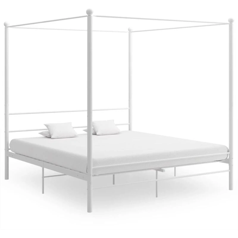 Image of VIDAXL Canopy Bed Frame without Mattress White Metal 180x200cm Super King Vidaxl 8720286163825