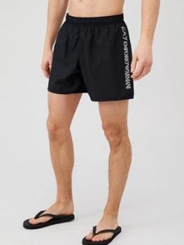 Image of Emporio Armani EA7 Silver Logo Swim Shorts Black Size S Men