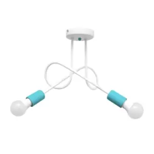 Image of Oxford Multi Arm Semi Flush Ceiling Light White, Turqouise 38cm