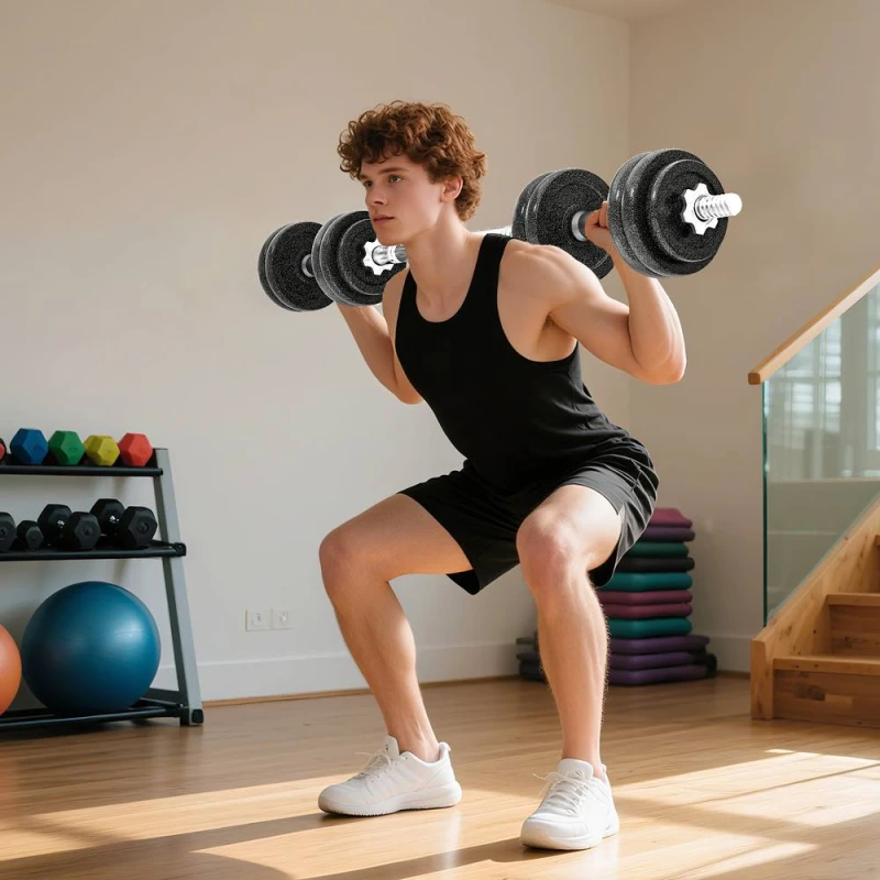 Image of SPORTNOW 2-in-1 Adjustable Dumbbells Set, 30kg Weights Dumbbells Set in Grey Grey Unisex