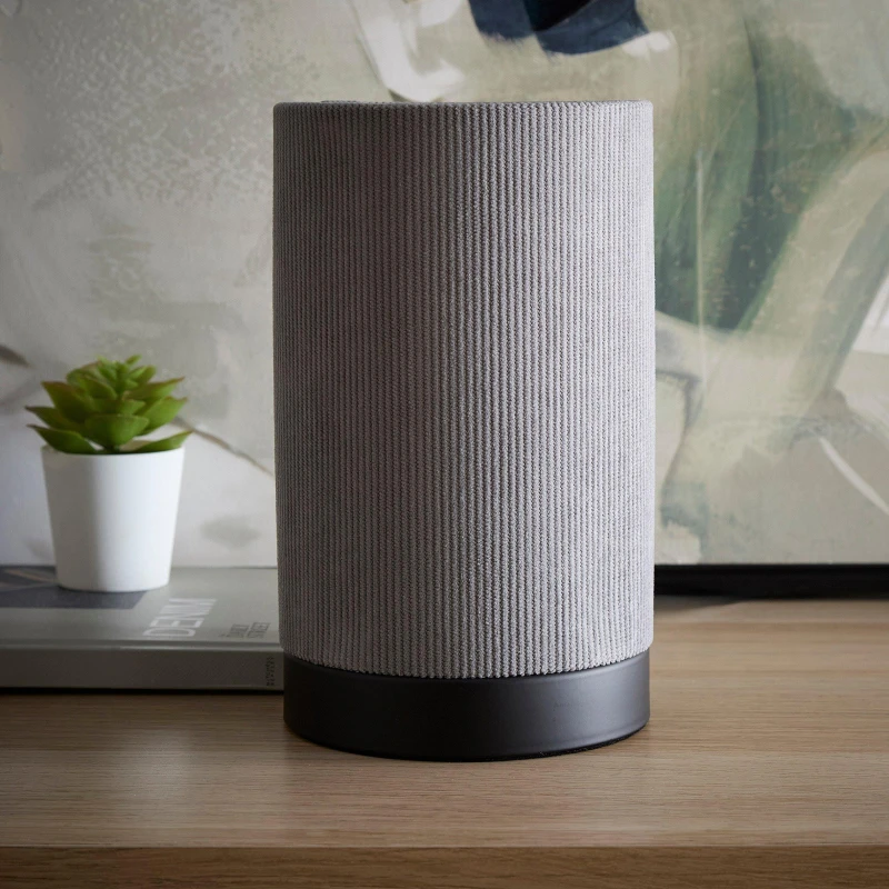 Image of K Living Malta Grey Table Lamp With Velvet Dimpled Lamp Shade