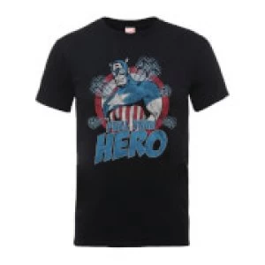 Image of Marvel Comics Captain Amercia Full Time Hero Mens Black T-Shirt - S - Black