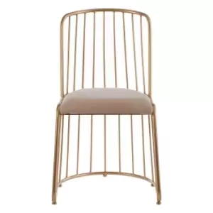 Image of Interiors By PH Gold Finish Chair White Linen