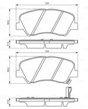 Image of Bosch 0986494563 Brake Pad Set Disc Brake Front Axle