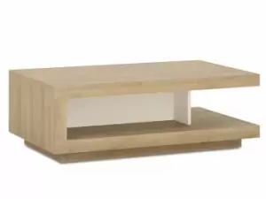 Image of Furniture To Go Lyon White High Gloss and Riviera Oak Coffee Table Flat Packed