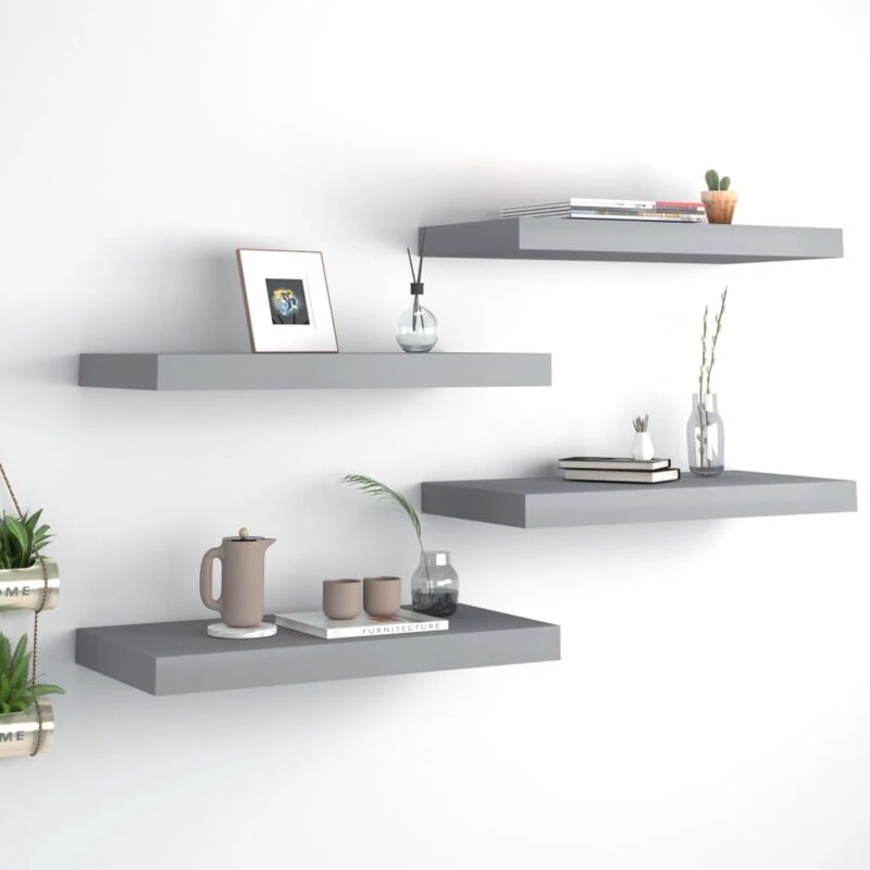 Image of VIDAXL Vidaxl - Floating Wall Shelves 4 pcs Grey 50x23x3.8cm mdf 8720286074831