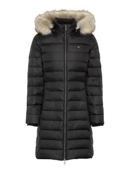 Image of Tommy Hilfiger Denim Essential Hooded Down Coat In Black - Size S