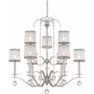 Image of Loops - 9 Bulb Chandelier Hanging Pendant LIght Imperial Silver LED E14 40W Bulb