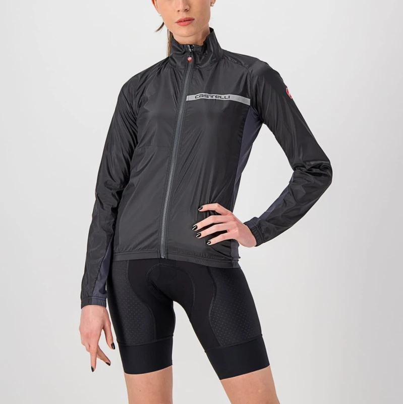 Image of Castelli Squadra Stretch Womens Windproof Jacket M Light Black/Dark Grey - Cycles UK