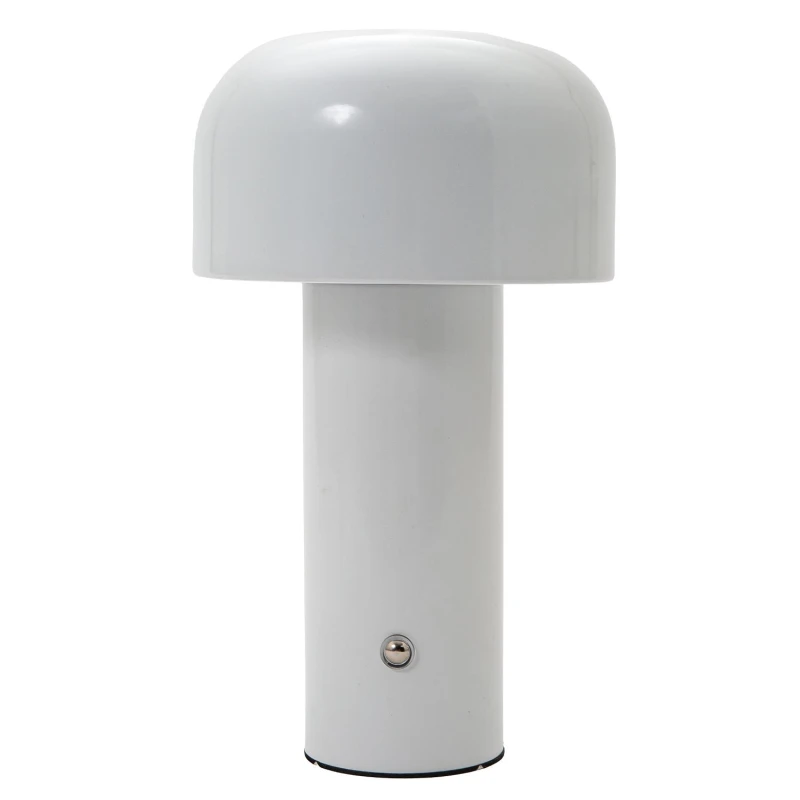 Image of Happy Homewares Modern Gloss Mushroom Style Rechargeable LED Touch Dimmable Table Lamp in White White Unisex