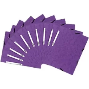 Image of Exacompta Elasticated 3 Flap Folder A4, 400gsm, Purple, 5 Packs of 10