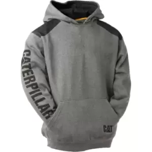 Image of Caterpillar Mens Logo Panel Hooded Sweatshirt Grey XL