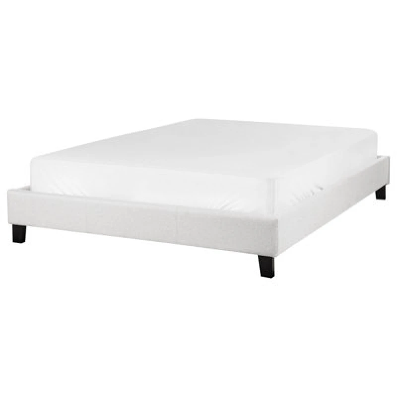 Image of Beliani Bed Without Headboard Fabric Roanne 140 X 200 Cm (Eu Double) Light Grey