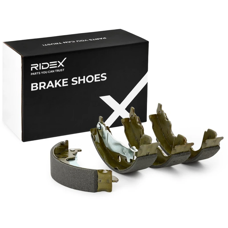 Image of RIDEX 70B0215 Brake Shoes Rear Axle, Ø: 228,6mm, without wheel brake cylinder, with handbrake lever Brake Shoe Set (70)