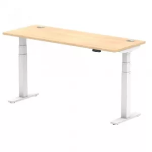 Image of Air 1600/600 Maple Height Adjustable Desk with Cable Ports with White Legs