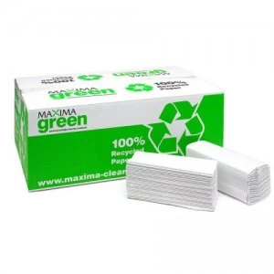 Image of Maxima Green 2Ply C Fold Hand Towel White (Pack 15)