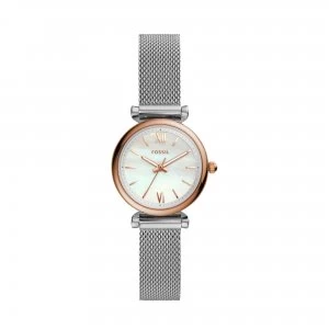 Image of Fossil White And Silver 'Carlie Mini' Dress Watch - ES4614