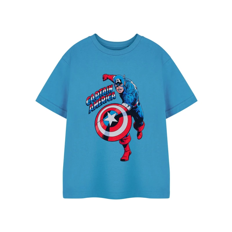 Image of (13-14 Years) Marvel Short Sleeved T-Shirt (Boys Blue)