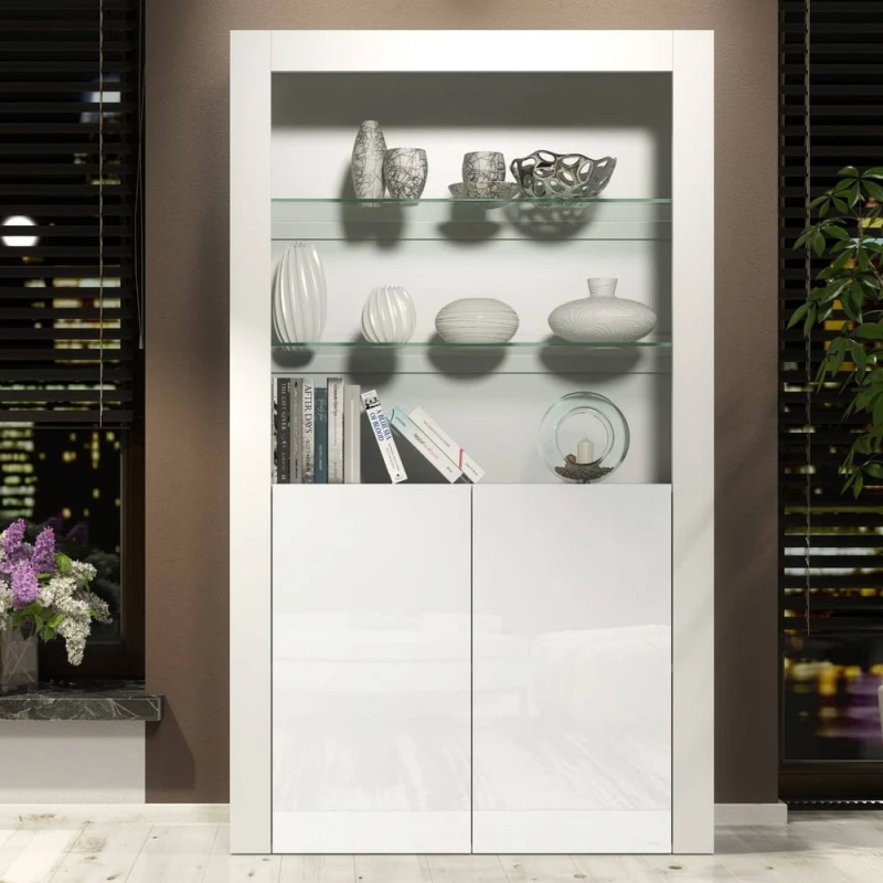 Image of Creative Furniture Spectrum Display Cabinet 170cm - White with Gloss Doors White Unisex