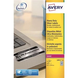 Image of Avery L6011 20 63.5 x 29.6mm Heavy Duty Labels Pack of 540 Labels