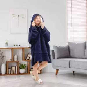 Image of Emma Barclay Fleece Blanket Hoodie Navy