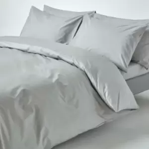 Image of Silver Grey Egyptian Cotton Duvet Cover Set 200 Thread Count, Single - Silver grey - Silver grey - Homescapes