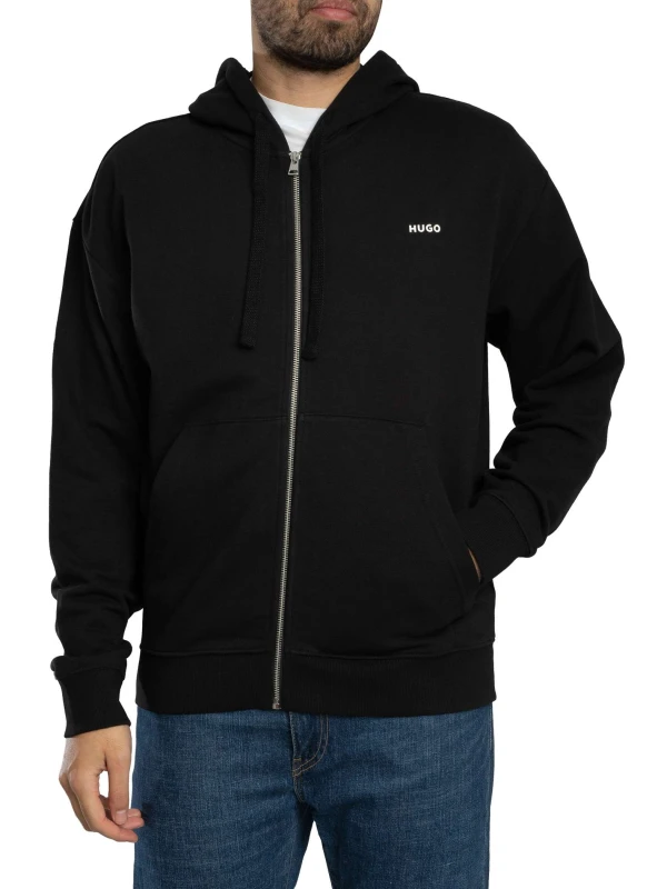 Image of HUGO Dapozip Zip Hoodie Black M