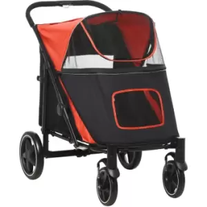 Image of PawHut Foldable Dog Carriage w/ Universal Wheels, Shock Absorber - Red - Red