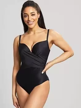 Image of Panache Moulded Plunge Swimsuit - Black, Size 36Dd, Women