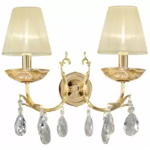 Image of Kolarz Victoria 2 Crystal Candle Wall Lamp 2 Light 24 Carat Gold
