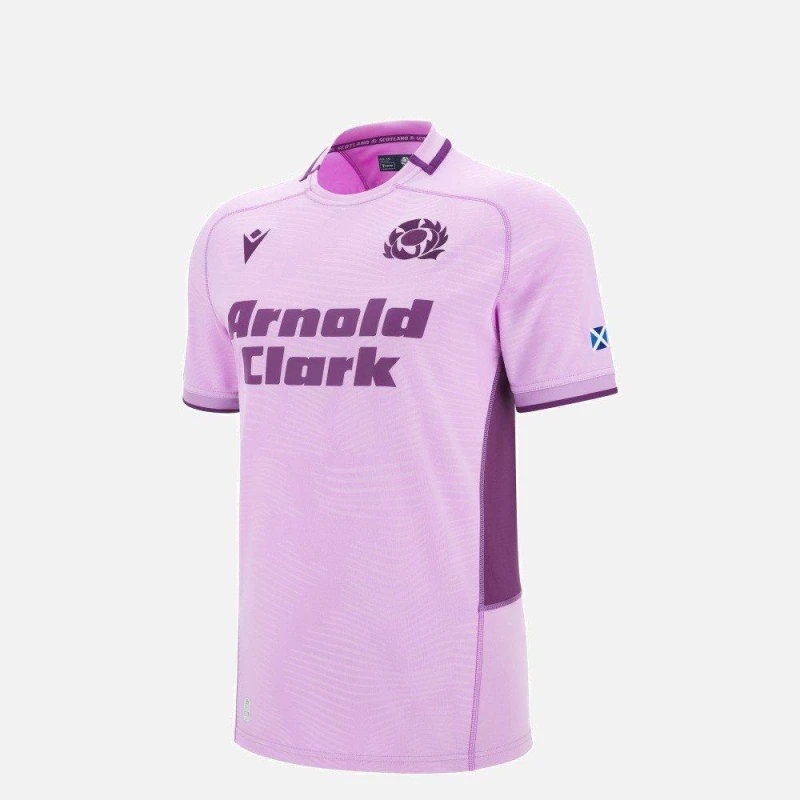 Image of Macron Scotland Rugby World Cup Away Shirt 2025 Juniors Pink male 7-8 (S)
