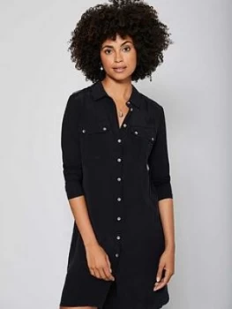 Image of Mint Velvet Black Jersey Sleeve Dress