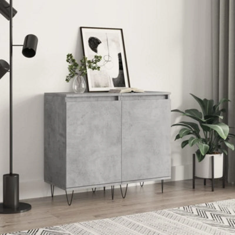 Image of Vidaxl Sideboards 2 Pcs Concrete Grey 40X35X70 Cm Engineered Wood