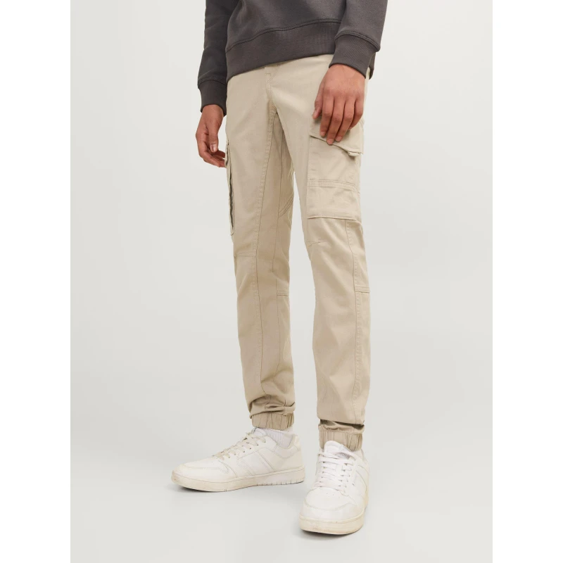 Image of Jack and Jones Paul Flake Slim Stretch Cuffed Cargo Pants Junior - Beige Beige 7 - 8 Years