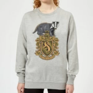 Image of Harry Potter Hufflepuff Drawn Crest Womens Sweatshirt - Grey - L
