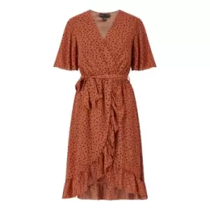 Image of Mela London Rust Dash Print Wrap Dress - Orange