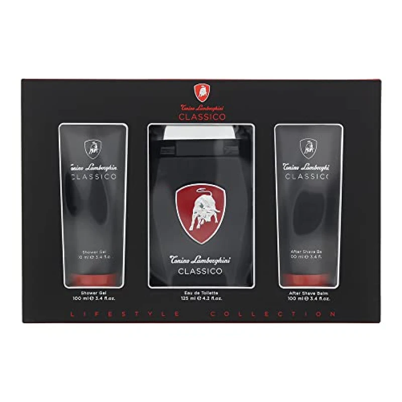 Image of Lamborghini Tonino Classico Tonino Lamborghini Eau de Toilette 125ml Aftershave Balm 100ml Shower Gel 100ml White