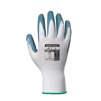 Image of Portwest Flexo Grip Nitrile Tradesmans Gloves Grey / White S