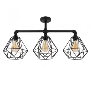 Image of Luiggi Steampunk 3 Way Bar Light in Black with Diablo Shades