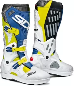 Image of Sidi Atojo SRS Motocross Boots White Blue Yellow