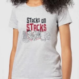 Image of The Flintstones Stacks On Stacks Womens T-Shirt - Grey - XXL