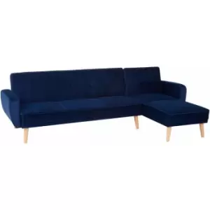 Image of 3 seater sofas Navy Blue Sofa Beds Velvet Sofa Upholstery Sofa Beds for Adults, Rubberwood Legs Sofa Bed Double , W269 x D151 x H84 - Premier