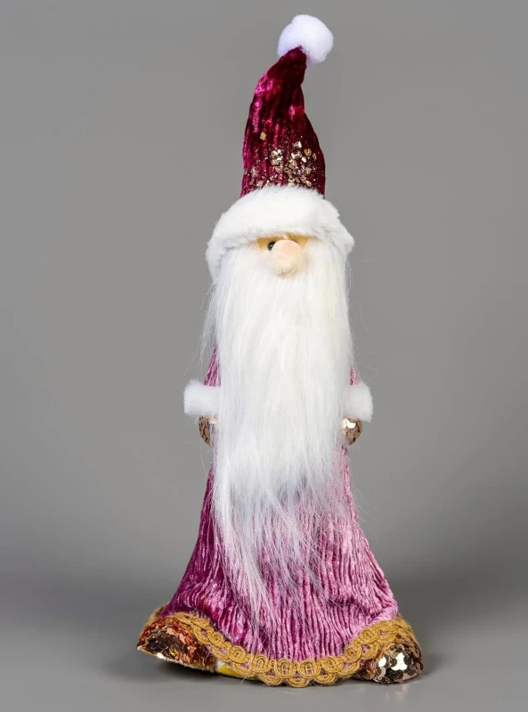Image of Shatchi 66cm Burgundy Santa - Christmas Figurine Pink