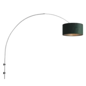 Image of Sparkled Light Wall Lamp with Shade Brushed Steel, Velvet Green
