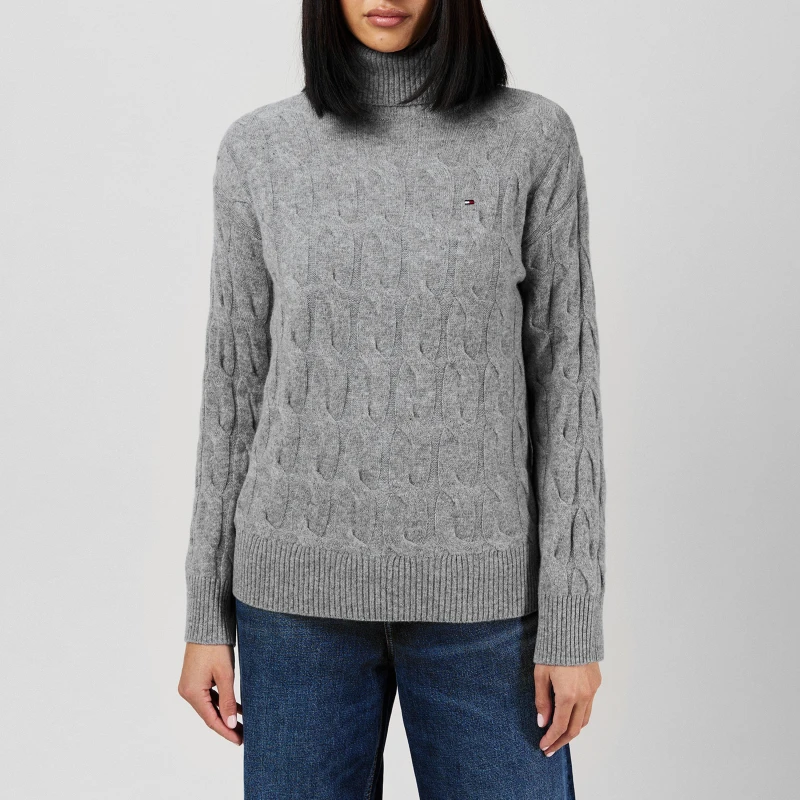 Image of Tommy Hilfiger Tommy Cable Roll Nk Ld51 Jumpers 8 (XS) Grey 33266402310