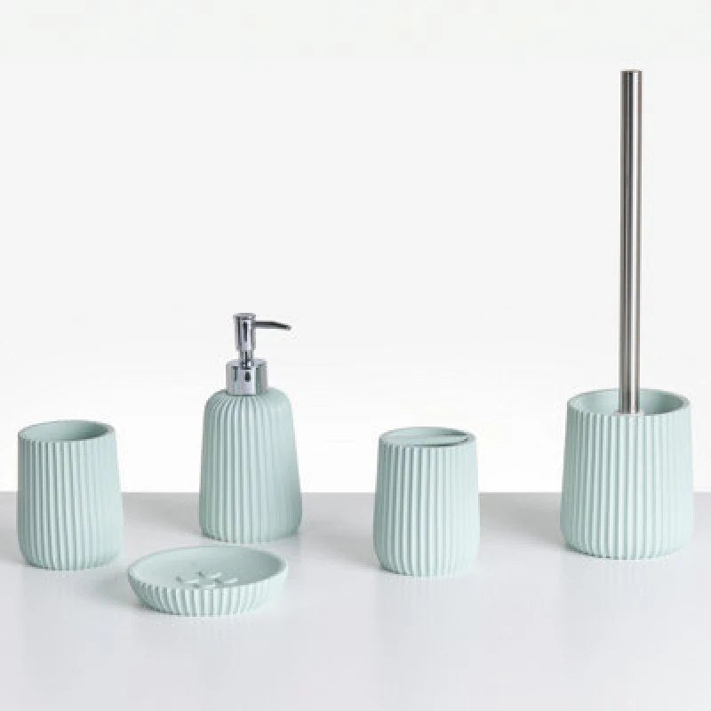 Image of Beliani 5 Piece Bathroom Accessories Set Pozuzo Mint Green