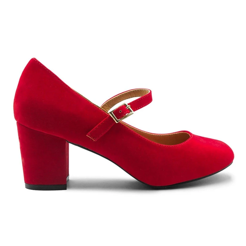Image of Where's That From 'Araceli' Block Heel Mary Jane Pumps Red