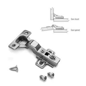 Image of GTV Soft Close Kitchen Clip-on Door Hinge Half Overlay 35mm - with Euro Screw